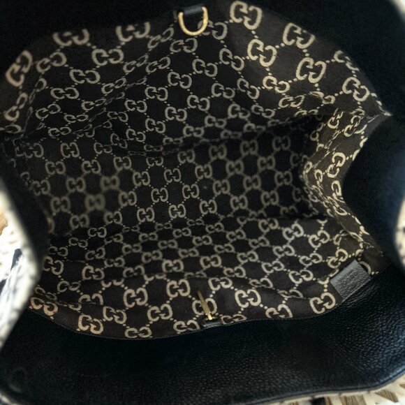 Gucci Black & Beige Wool Guccissima GG Tote with Strap and dust bag - Picture 15 of 15